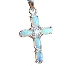 Genuine Ethiopian Fire Opal Cross Pendant 925 Sterling Silver Religious Jewelry 17-18inch Silver_Pendant_101 0
