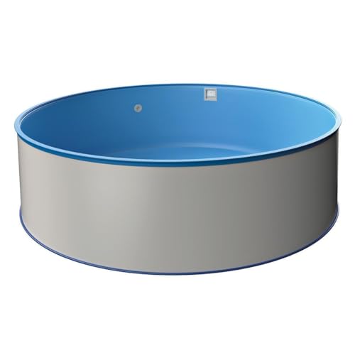 Runder Stahlwandpool Ø 5,00 x 1,20 m, Stahlwand 0,6 mm, inkl. Bodenschienen & Handlauf, Innenhülle 0,6 mm in Blau, Premium Qualität, Made in Europe