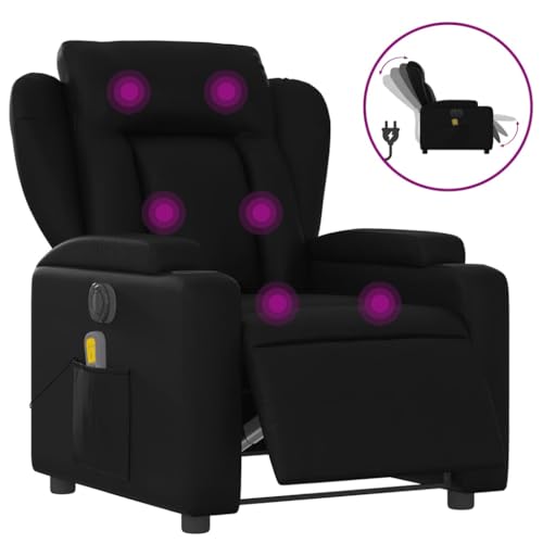 Sillón reclinable piel sintética negro miniatura 4