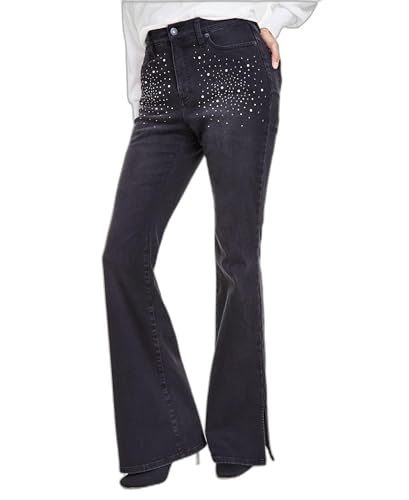 I.N.C. Women's High-Rise Rhinestone-Studded Flare Jeans