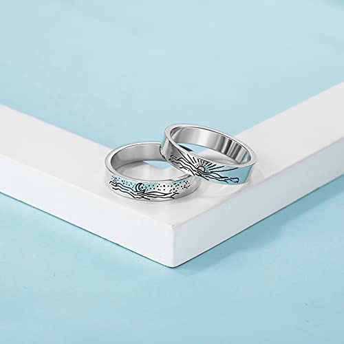 Sunflower Jewellery Moon & Sun Ring - Couples' Crescent Moon & Star Coupling Ring, Gift Set4