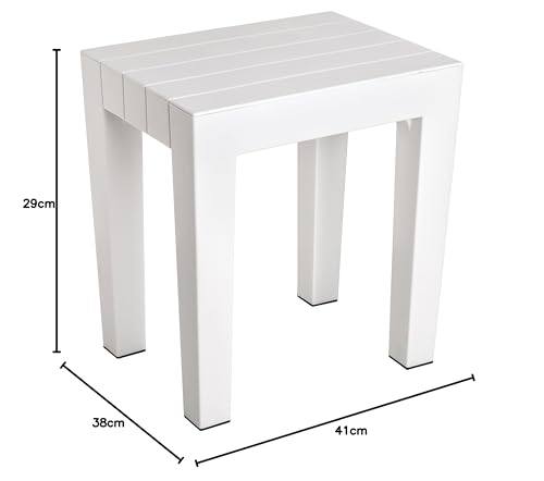 Tatay 4436501 kruk zitbank Lombok, polypropyleen, BPA-vrij, houteffect, anti-UVA-bescherming, max 130 kg, geschikt voor binnen en buiten 38 x 29 x 41 cm. Witte kleur - Afbeelding 4
