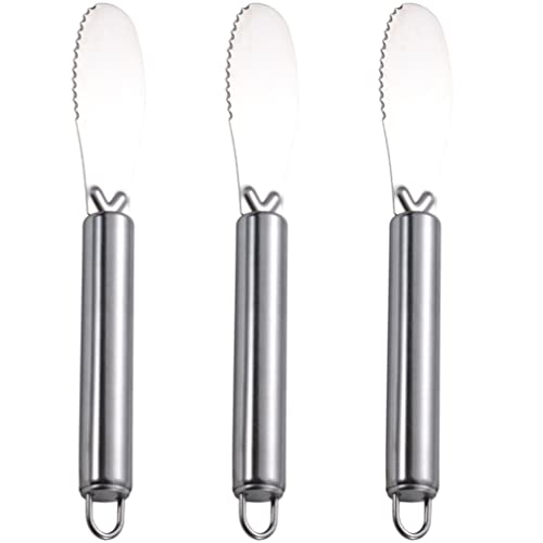 Kichvoe 3pezzi Spatola in Acciaio Inox Per Spalmare Formaggio Burro e Marmellata Con Raschietto Incorporato Utensile Portatile Per Alimenti Come Torte e Sandwich Per Uso Domestico e Profes
