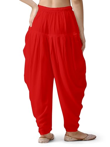 Image of Mehrang Loose Fit Rayon Dhoti Pant for Women Patiala Slawar Bottom Wear Harem Pants, Waist Free Size (26 Inch to 38 Inch)