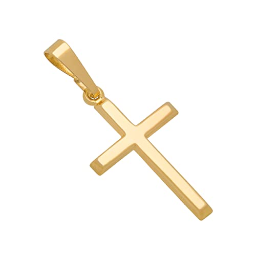 MAZZERI 14k Gold Cross Pendant, Hypoallergenic Gold Religious Charms for Men and Women, Handcrafted in the USA - (1 Inch)