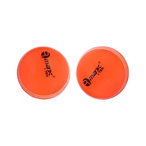 RMAX i-10 PVC Cricket Ball for Practice, Training, Matches for All Age Group (Knocking Ball, Hard Shot Ball, i-10 Soft Ball) (Orange, Pack of 2)