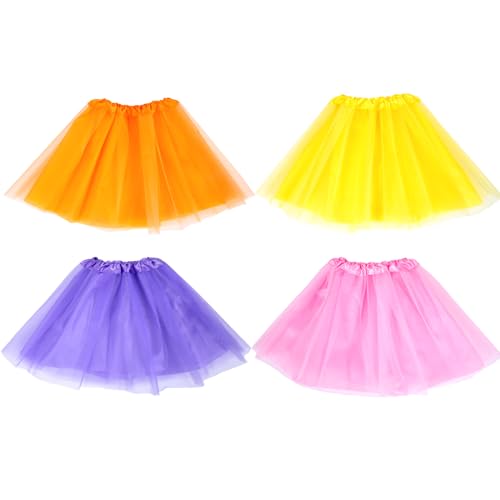 Koogel 4PCS Multicolor Tutu Skirts for Toddler Girls, 3-Layer Ballet Tutu Dress Up Game Birthday Party Costume