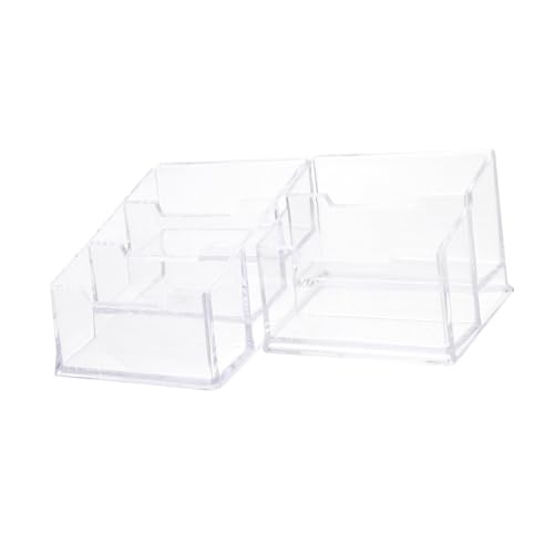 DECHOUS 2個 アクリル製厚底名刺ホルダー 大容量格 格 カードスタンド 卓上収納 クリニック オフィス 展示会対応 省スペース設計耐衝撃ビジ