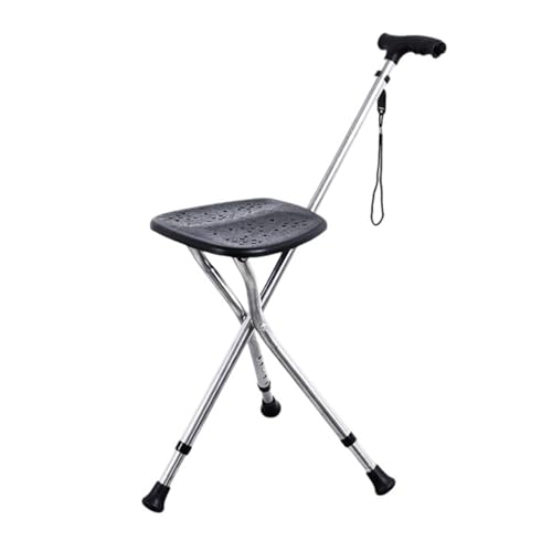 XuQiZZpp Bastón de senderismo multiusos con 3 patas de estabilidad, luz LED, antideslizante, telescópica, bastón para caminar, para acampar y jugar al golf