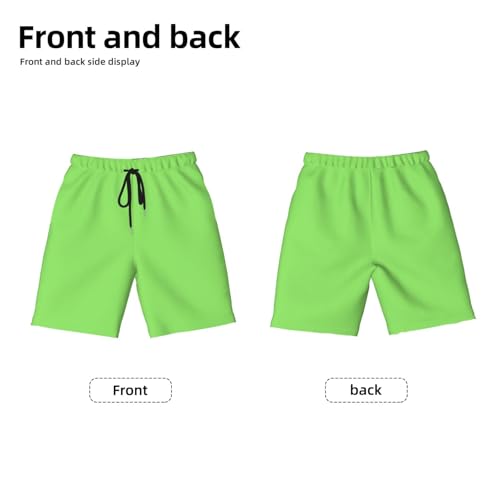 Solid Color Light Green Medium Youth Beach Pants, Soft and Breathable, with Drawstring Waist, Suitable for Sports and Leisure.2