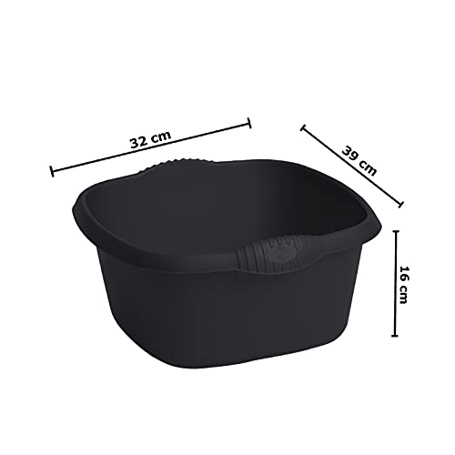 JMS we create smile - 32cm Square Plastic Kitchen Washing Up Bowl | Multipurpose Square Kitchen Sink & Mixing Container Plastic Bowl (Midnight Black/Dark Grey) - Image 2