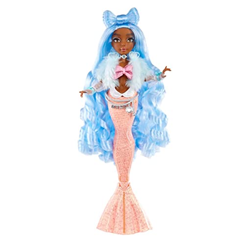 MERMAZE MERMAIDZ Color Change Shellnelle Mermaid Fashion Doll with Designer Outfit & Accessories, Stylish Hair & Sculpted Tail, Poseable, Multicolor, 580829