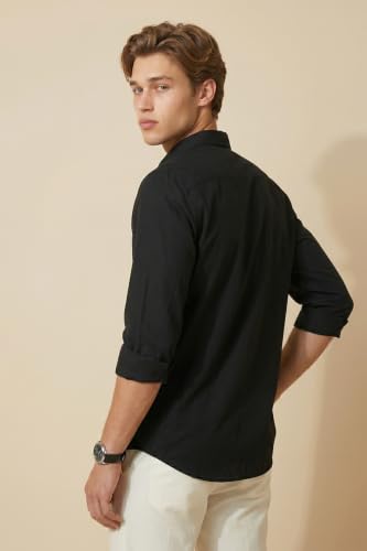 Image of Peter England Men's Slim Fit Full Sleeve Cotton Solid Casual Shirt with Pocket