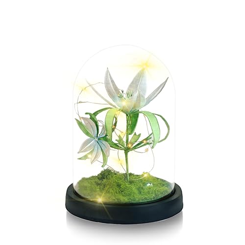 Lummitwit Light up Flowers in The Glass Dome, Zelda Silent Princess,Traditional Chinese Silk Thread Wrapping Art,Handmade Forever Flowers,Flower lamp,Birthday for WomenGifts,Zelda Gifts