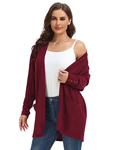 MONNURO Plus Size Open Front Cardigan Sweaters for Women Lightweight Long Sleeve Fall Coat with Pockets4