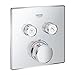 Price comparison product image GROHE Grohtherm SmartControl - Concealed Square Thermostat for Shower or Bath (2 Valves, Push for ON-OFF, Turn for Volume Adjustment, Safety Button at 38°C, Requests Rapido SmartBox), Chrome, 29124000