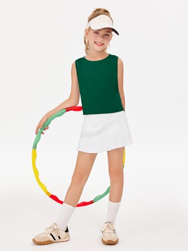 Haloumoning Girls Athletic Tank Tops Kids Sleeveless Crop Tops Mesh Back Workout Cute Sports Shirts 5-14 Years4