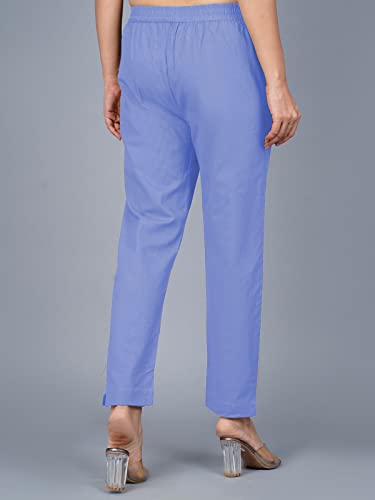 Image of Regular Fit Fully Elastic Waist Ankle Length Premium Cotton Casual Trouser Pant (Combo Pack of 2)