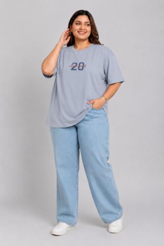 Image of CUPID Women's Oversize Fit Plus Size Cotton Printed T-Shirt Baggy Fit Round Neck Half Sleeve Casual Graphic Tee Soft Breathable Cotton Top for Woman n Girls Everyday Wear