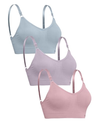 Channo Sujetador Deportivo de Licra Casual Cómodo sin Aros y sin Costuras, con Relleno Extraíble - Pack de 3, Multicolor, S/M