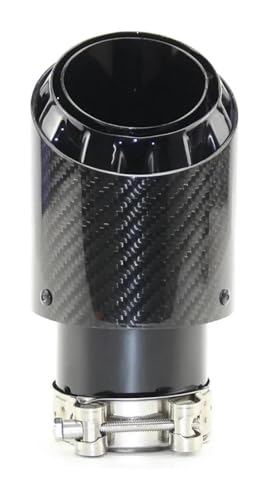 排気管マフラーテールスロートステンレススチールカーボンファイバー付きブラック89/101/114mm汎用車改造1個 マフラーカッター(54mm out 114mm)