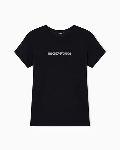 Emporio Armani T-Shirt à col Rond en Coton pour Femme, Noir, M, Regular, Black Beauty, M