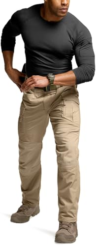 Image of CQR Men's Flex Stretch Tactical Pants, Water Resistant Ripstop Cargo Pants, Lightweight EDC Outdoor Work Hiking Pants