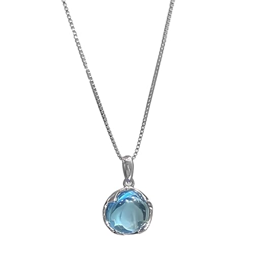 yeeplant Stilvolle Aquamarin-Halskette, Legierung und Kristallkette mit elegantem Anhänger in Meeresfarbe, verstellbare Länge 40 + 5 cm, ideal für den Alltag oder besondere Anlässe