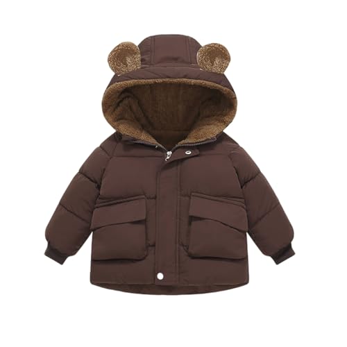 Toddler Baby Boys Girls Winter Coats Thickened Plush Lined Puffer Jacket Quilted Hooded Down Outerwear Windproof