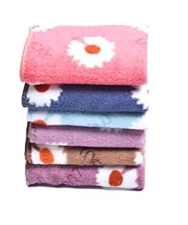 brikshi Soft Terry Towel flower print Handkerchief Women Soft Cotton Hankies Ladies hanky set of 4 design and color random-picture-1