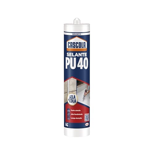 Cascola Selante Adesivo Branco, Selante PU 40 Contrução, Cola PU 40 silicone adesivo extra forte para interior e exterior, Branco, 1x380g