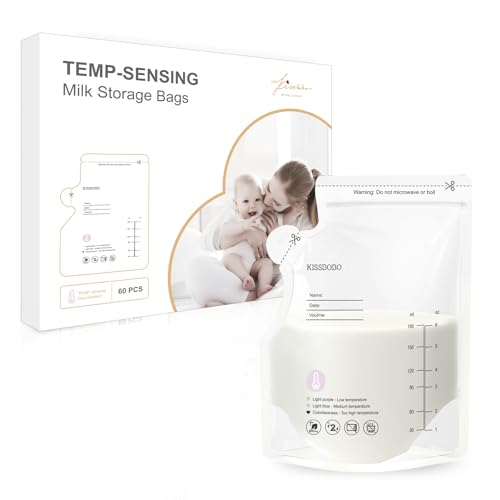KISSBOBO 40 Bolsas de Almacenamiento de Leche Materna, 180ml, BPA libre, Bolsas Recolectoras con Cierre de Doble Fila, Autoportantes, Congelables, Ahorran Espacio.
