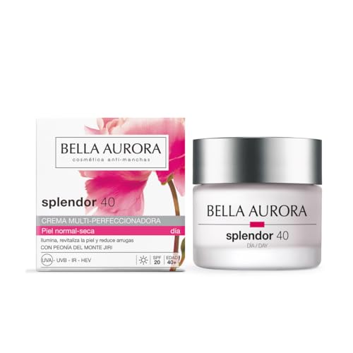 BELLA AURORA - Splendor 40 Crema Hidratante para Piel Seca, 50 ml, Antimanchas y Antiedad, Protección SPF20, Uso Diario para una Piel Luminoso y Saludable