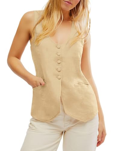 Womens Vest Top Trendy V Neck Summer Sleeveless Blazer Vest2