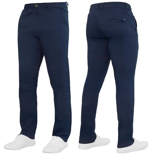 989Zé ENZO Mens Stretch Chino Slim Fit Leg Jeans Trousers Pants by Raw Denim EZ348 Navy 34W / 30L