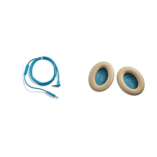 Bose ® Câble avec microphone et télécommande intégrés pour casque QuietComfort ® 25 - Appareils Samsung et Android - Bleu & ® QuietComfort ® Coussinets pour 25 casque blanc