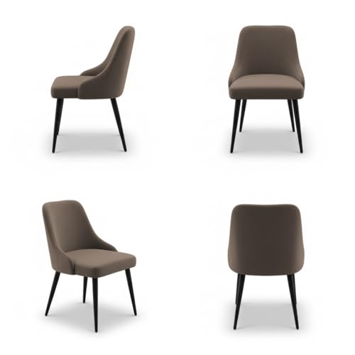 Image of Finch Fox Taskpro Modern Unique Velvet Upholstered Seating Living Room Dining Chair with Black Metal Legs in Dark Brown Color (Set of 4)