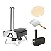 Mimiuo Four à Pizza Noir au Charbon de Bois pellets, Four à Bois Premium pour Jardin avec système de Rotation Automatique, avec Pelle et Pierre à Pizza (Tisserie W-Oven Series)