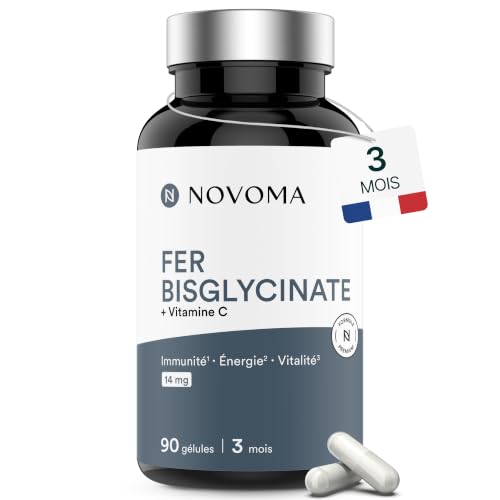 NOVOMA Fer Bisglycinate Ferrochel® 14 mg + Vitamine C, 90 Gélules