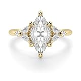 10K Solid Yellow Gold Handmade Engagement Ring 1 CT Marquise Cut Moissanite Diamond Solitaire Weddin