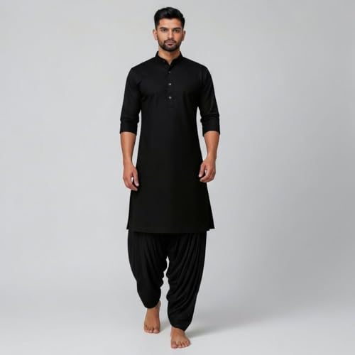 Image of Mens Pure Coton Kurta Dhoti Set | Traditional Ethnic Wear for Festive & Wedding Men's Cotton Kurta with Dhoti Set | Comfortable Ethnic Traditional Outfit Stylish Men's Cotton Kurta Dhoti Set.