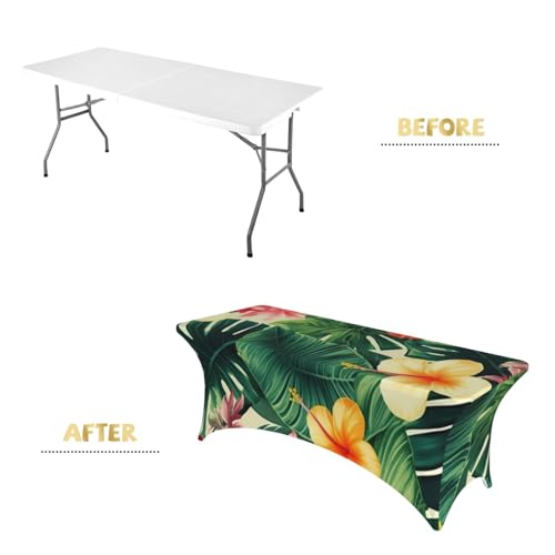 Nappe extensible élasthanne imprimé tropical pour table de réception 1,8m - 5