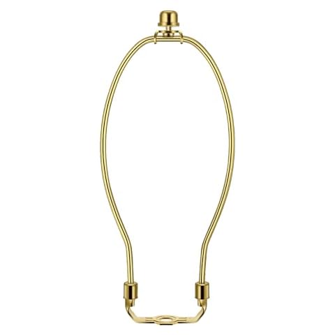1 Pack 7 Inch Brass Lamp Harp Holder with Lamp Finials and Standard Saddle Base Detachable Heavy Duty Metal Horn Frame Lampshade Bracket for Table and Floor Lamp Cover