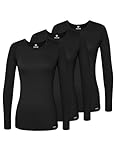 Adar Uniforms Underscrubs for Women 3 Pack, Long Sleeve Underscrub Comfort Tee, 2903, Black, S