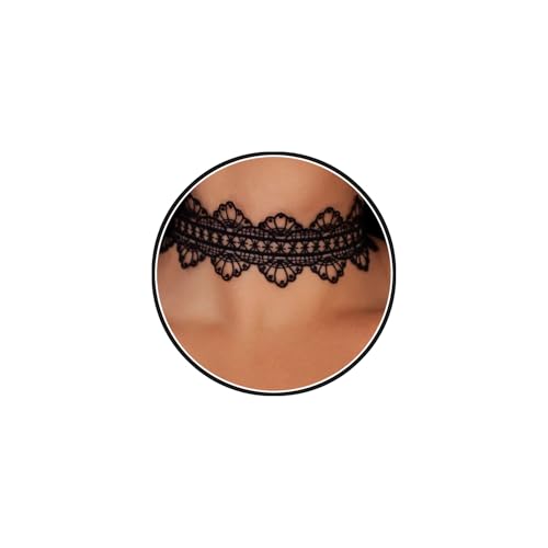 Wlahm White Lace Adjustable Choker Necklace for Women Charming Statement Hollow Ribbon Collarbone Necklace Striking Gothic Knot Prom Jewelry Gifts (Black)