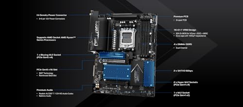 Image of ASRock X870 Challenger WiFi ATX Motherboard, Supports AMD Ryzen 9000 /8000 /7000 Series, DDR5 8000+ (OC), PCIe 5.0, Dual USB4, Wi-Fi 7, 2.5G LAN, 16+2+1 Phase Dr.MOS