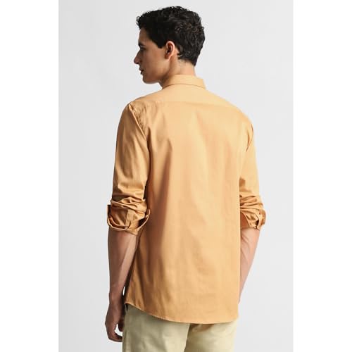 Image of Peter England Men's Slim Fit Full Sleeve Casual Shirt in Twill Weave Cotton