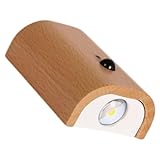 Veilleuse à détection de présence : fabriquée en bois, cette applique murale est conçue pour une . lampe à induction intelligente rechargeable
