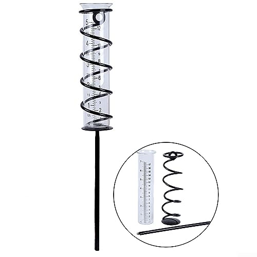 Spirale Regenmesser, Glas Spirale Regenmesser mit Pfahl Spirale, Regen Wasserzähler Messen Schwebelehre Regenmesser für Garten Hof Rasen Landschaft – Bild 4