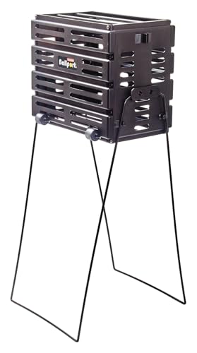 Tourna Ballport Deluxe Tennis Ball Hopper with Wheels - Holds 80 Balls, Black
